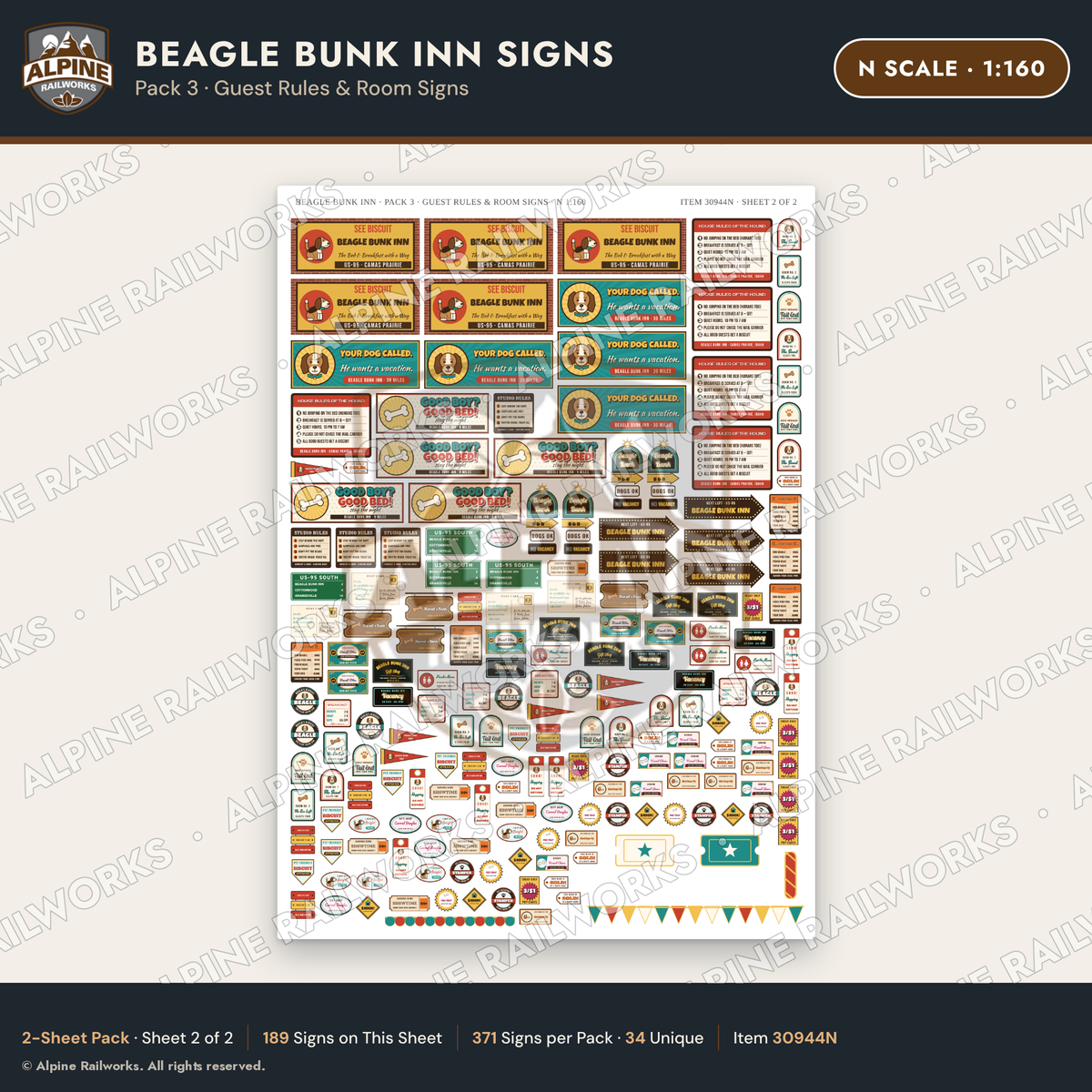 Alpine Railworks 30944N N Scale Roadside Signs - Dog-Shaped Inn