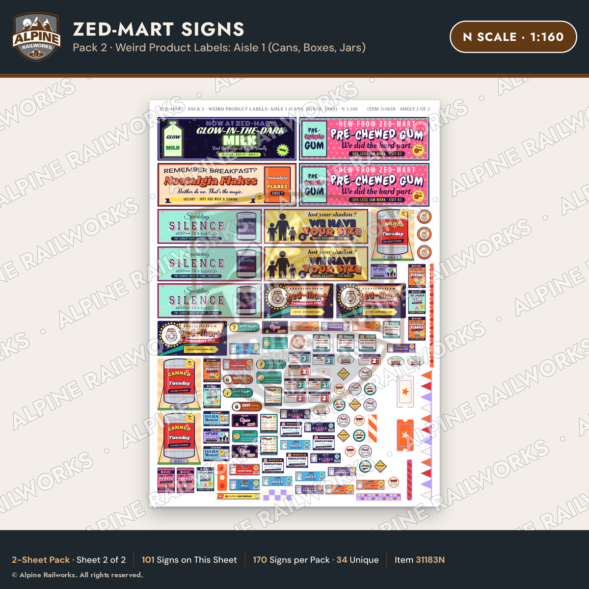 Alpine Railworks 31183N N Scale Grocery Store Signs - Funny Products