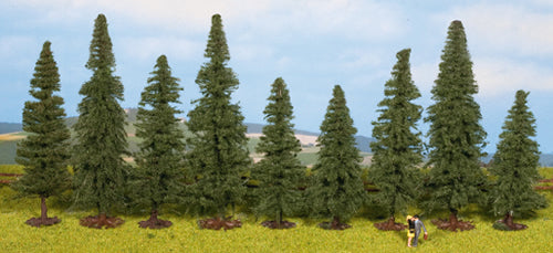 Noch 25086 All Scale Fir Trees -- 3-1/8 - 4-3/4" 8 - 12cm pkg(9)