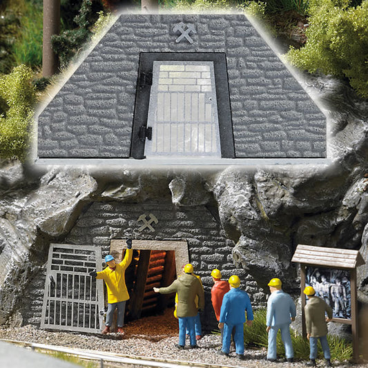 Busch 1472 HO Scale Mine Entrance For Miners -- 2-13/16 x 1-1/4"  7.2 x 3.2cm