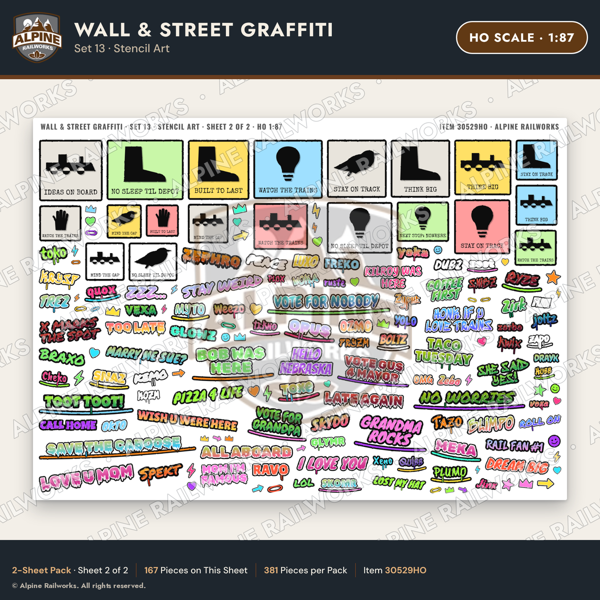 Alpine Railworks 30529HO HO Scale Wall & Street Graffiti Cut-Outs