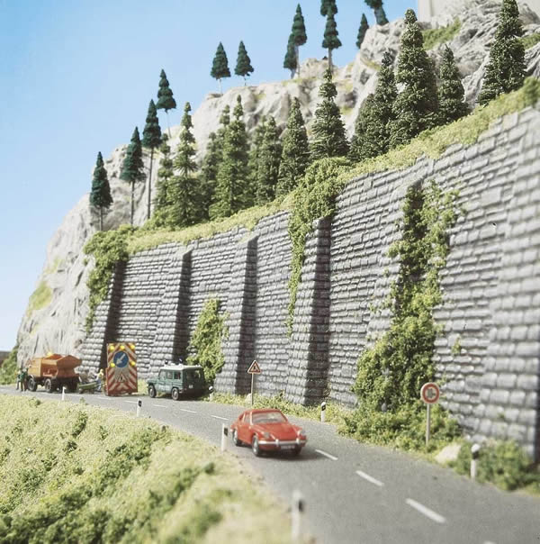 Busch 7031 HO Scale Stone Wall 2-Pack -- 13-3/16 x 5-1/2" 33.5 x 14cm