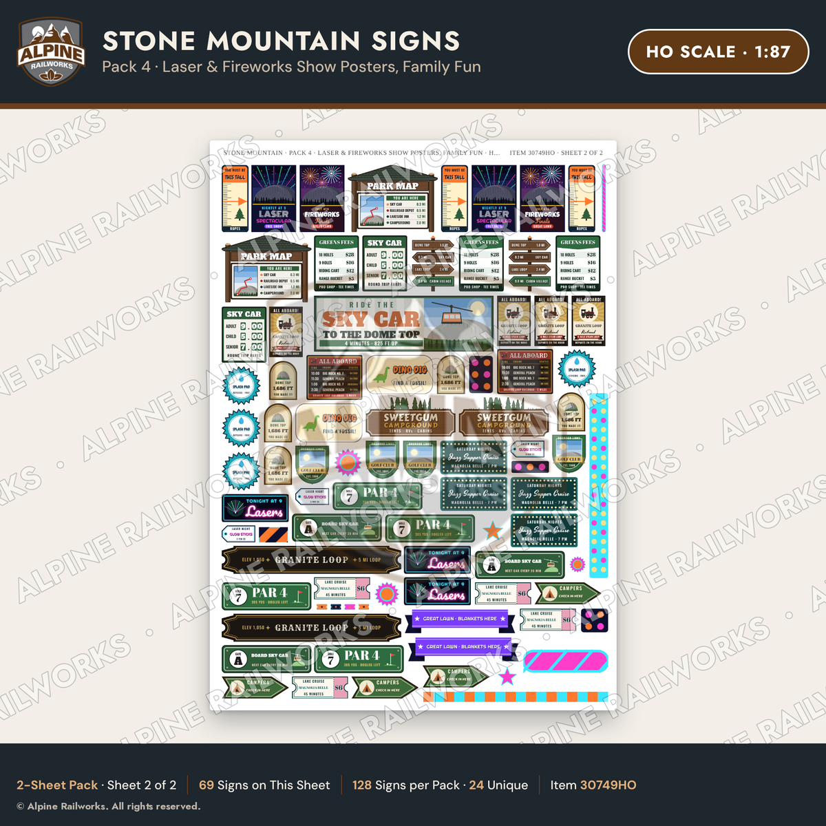 Alpine Railworks 30749HO HO Scale Tourist Signs - Stone Mountain