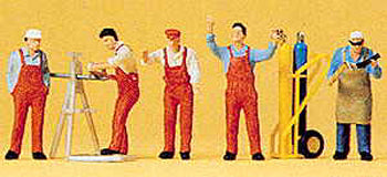 Preiser 10243 HO Scale People Working -- Craftsmen pkg(5)