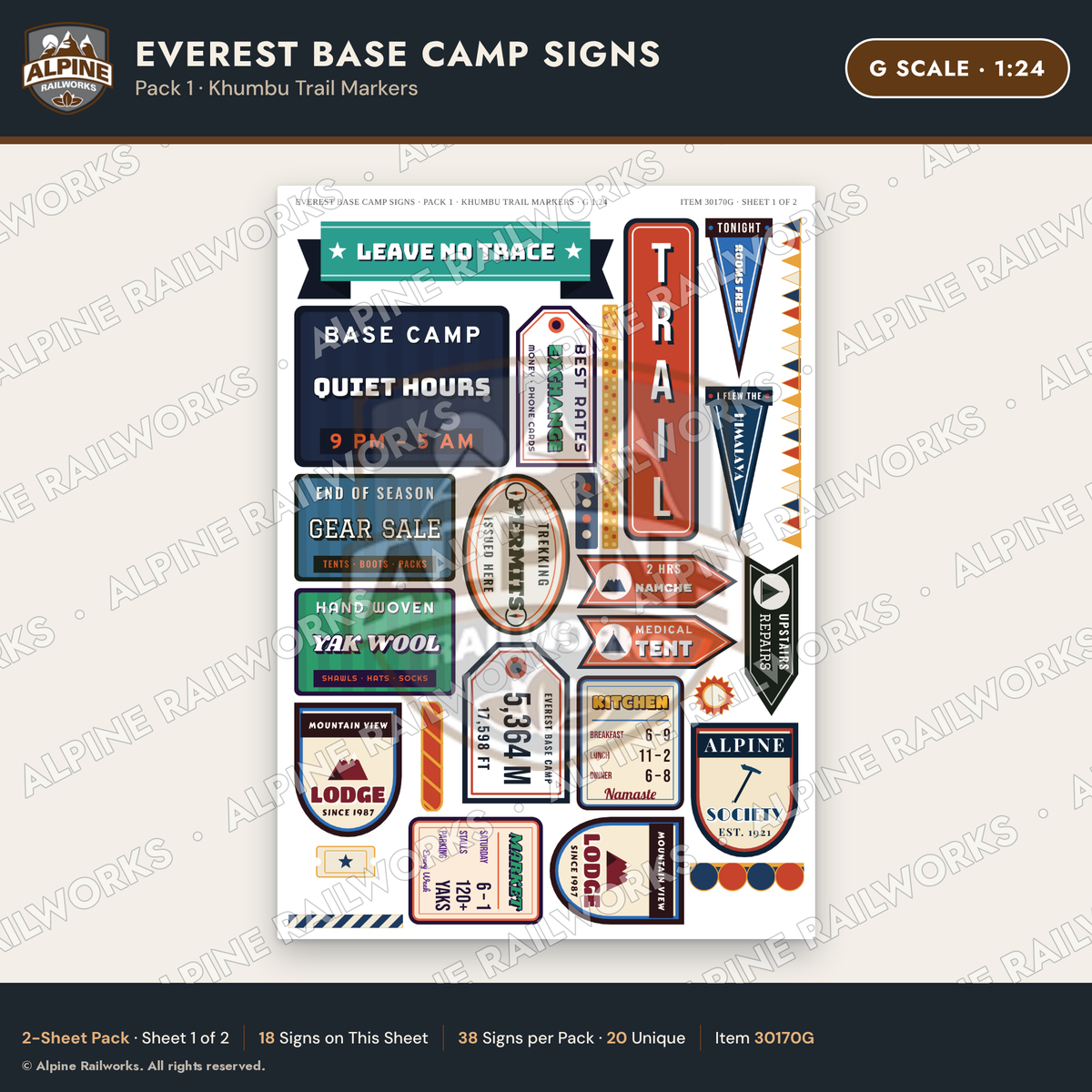 Alpine Railworks 30170G G Scale Everest Base Camp Signs