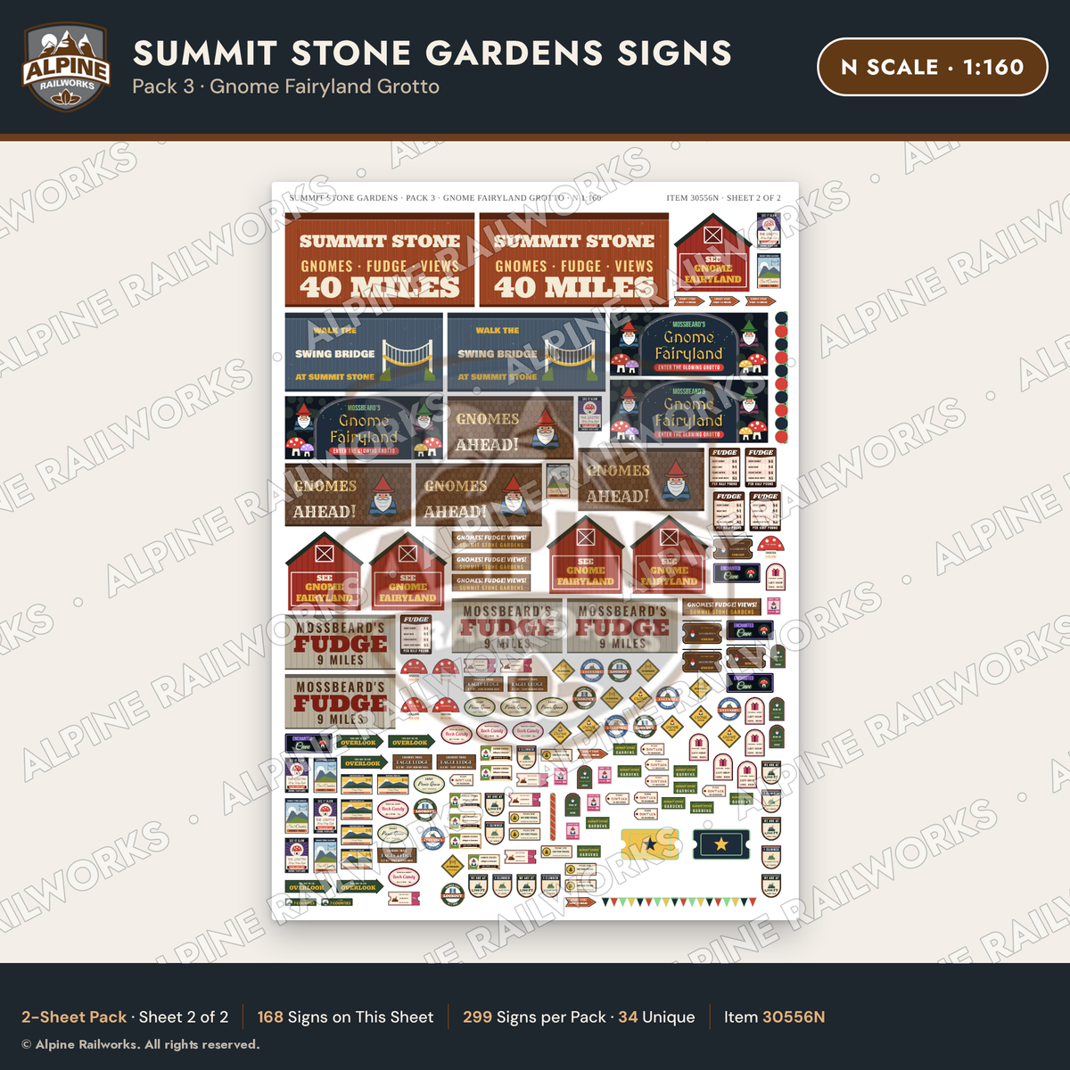 Alpine Railworks 30556N N Scale Roadside Signs - Rock Garden