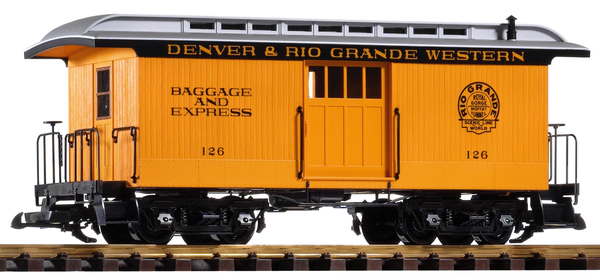 Piko 38603 G Scale D&RGW Baggage Car 126 Yellow