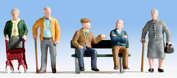 Noch 15551 HO Scale Senior Citizens -- With Accessories pkg(5)