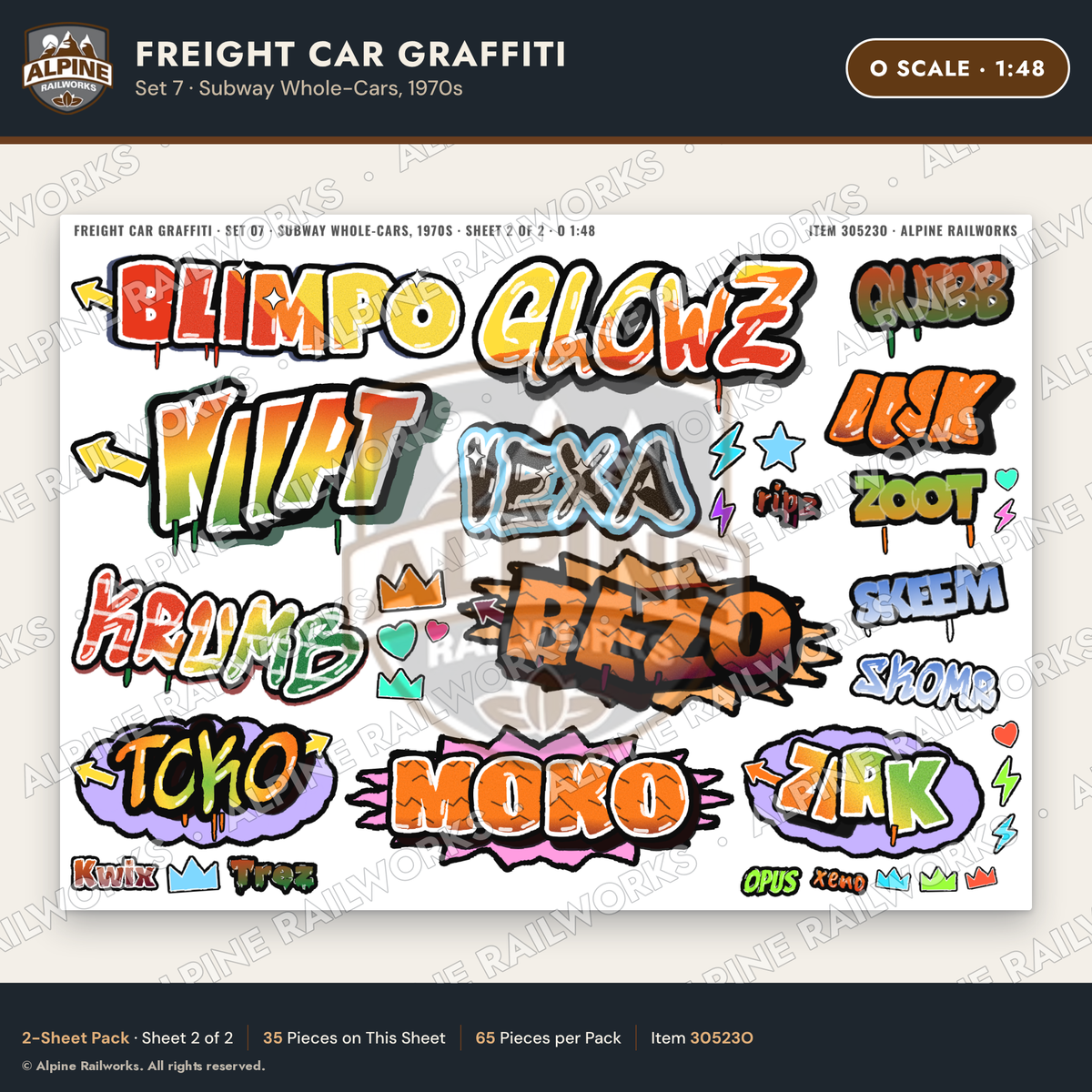 Alpine Railworks 30523O O Scale Freight Car Graffiti Cut-Outs