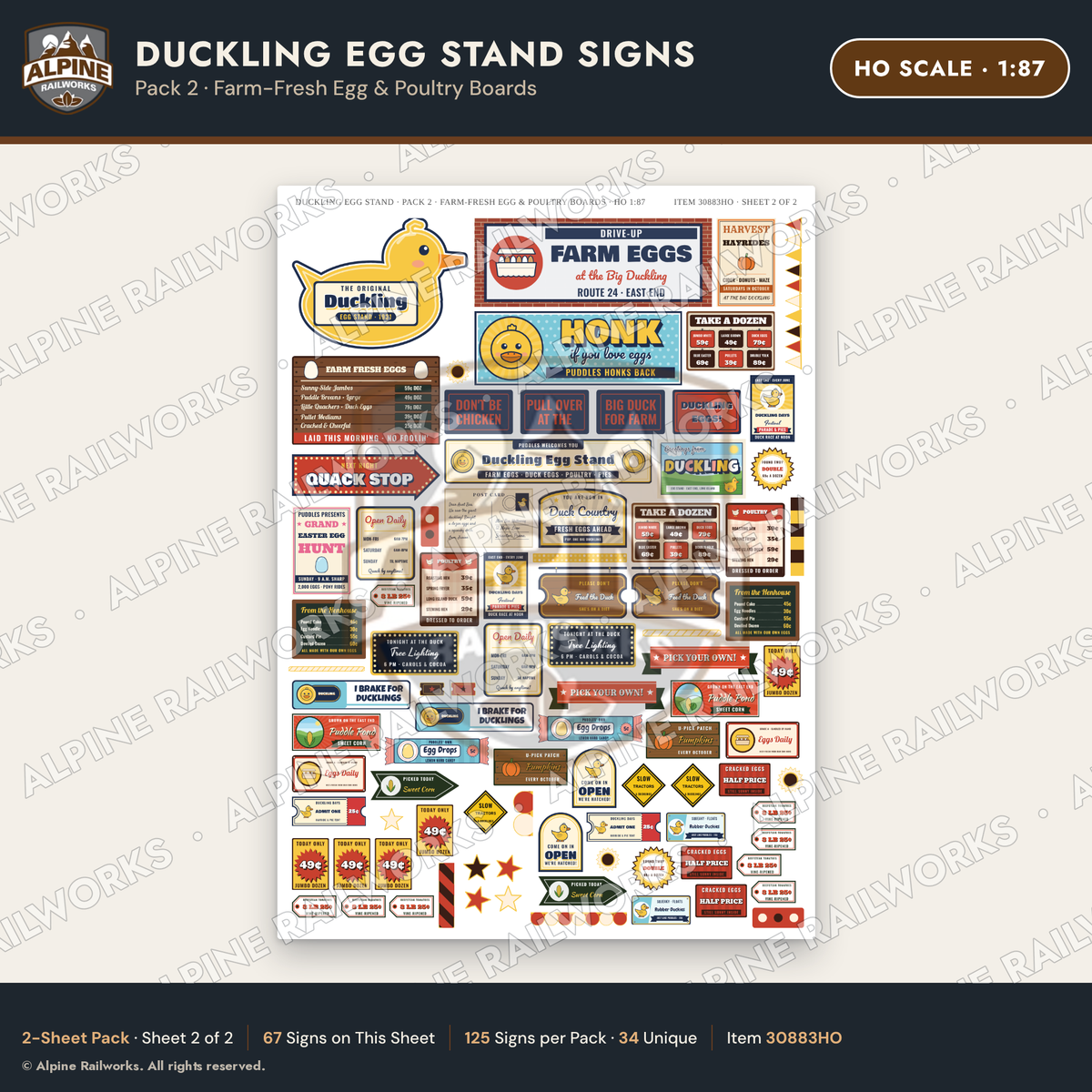 Alpine Railworks 30883HO HO Scale Roadside Signs - Giant Duck