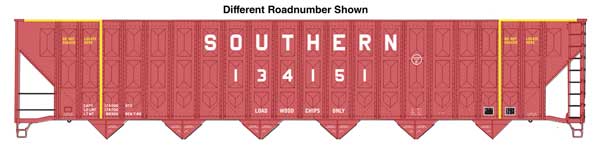 Walthers Mainline 910-56368 HO Scale 73' Wood Chip Hopper RTR Southern #134465