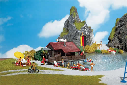 Faller 130284 HO Scale Boathouse & Boat -- 3-5/8 x 2-23/32" 9.2 x 6.9cm