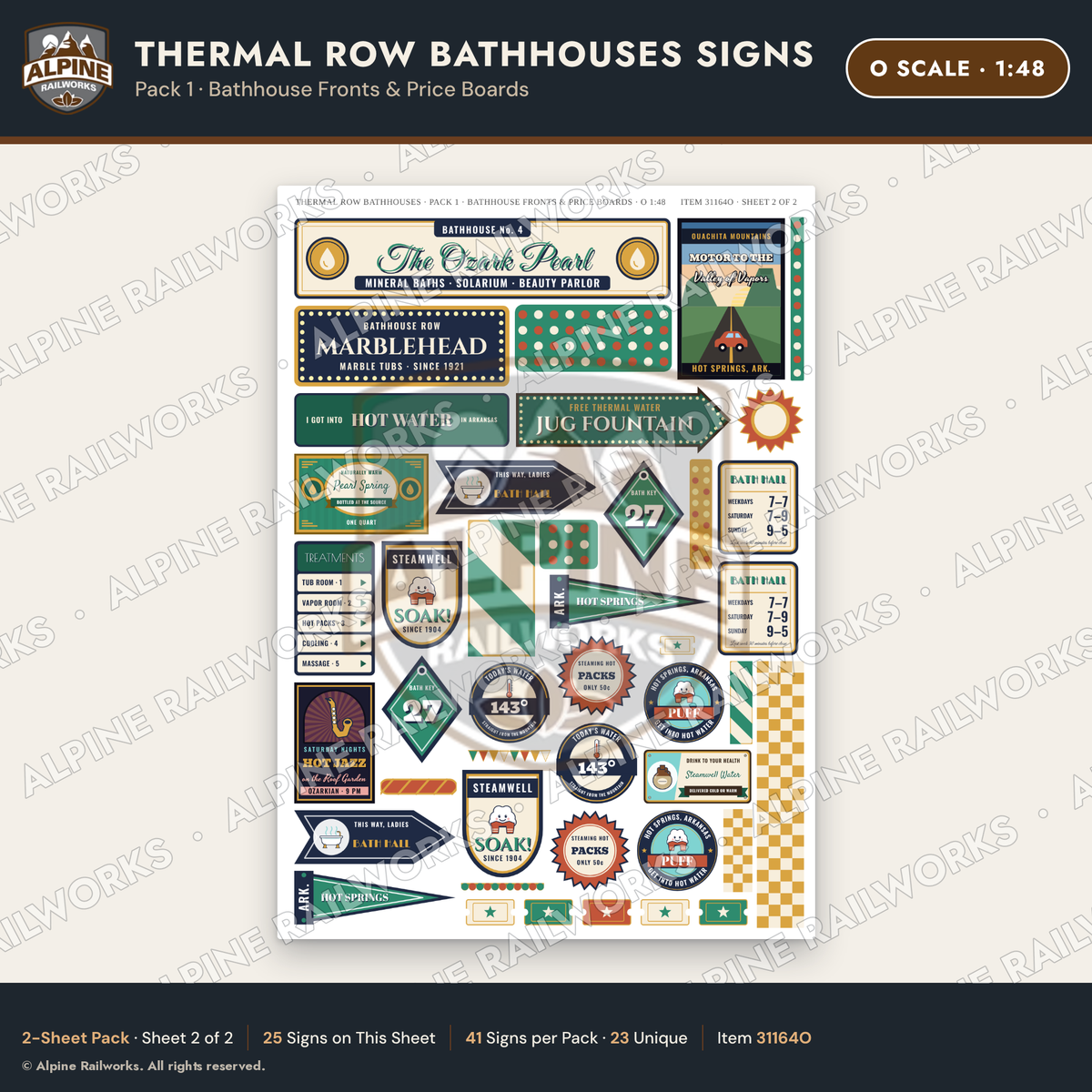 Alpine Railworks 31164O O Scale Roadside Signs - Hot Springs
