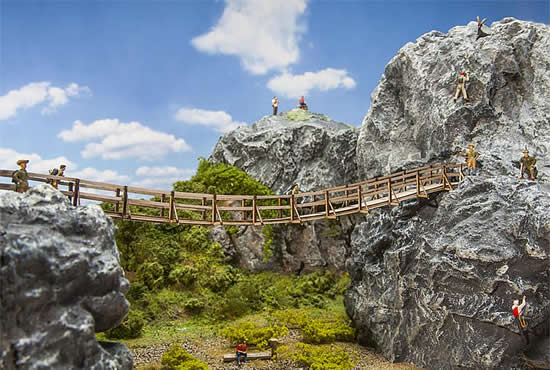 Faller 180391 HO Scale Suspended Wooden (Cable) Bridge -- Laser-Cut Card Kit