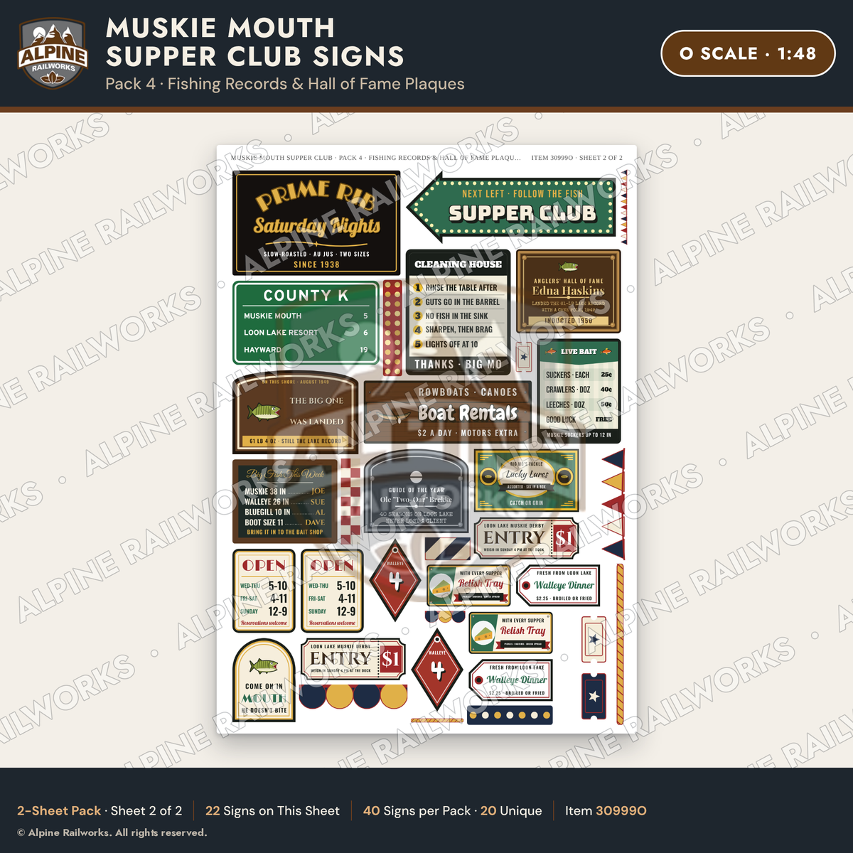 Alpine Railworks 30999O O Scale Roadside Attraction Signs - Giant Fish