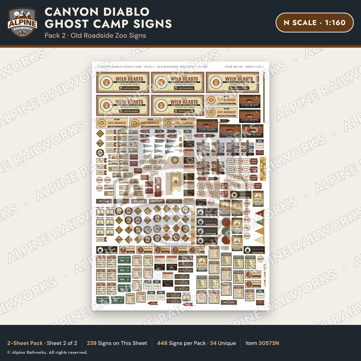 Alpine Railworks 30573N N Scale Roadside Signs - Desert Ghost Town