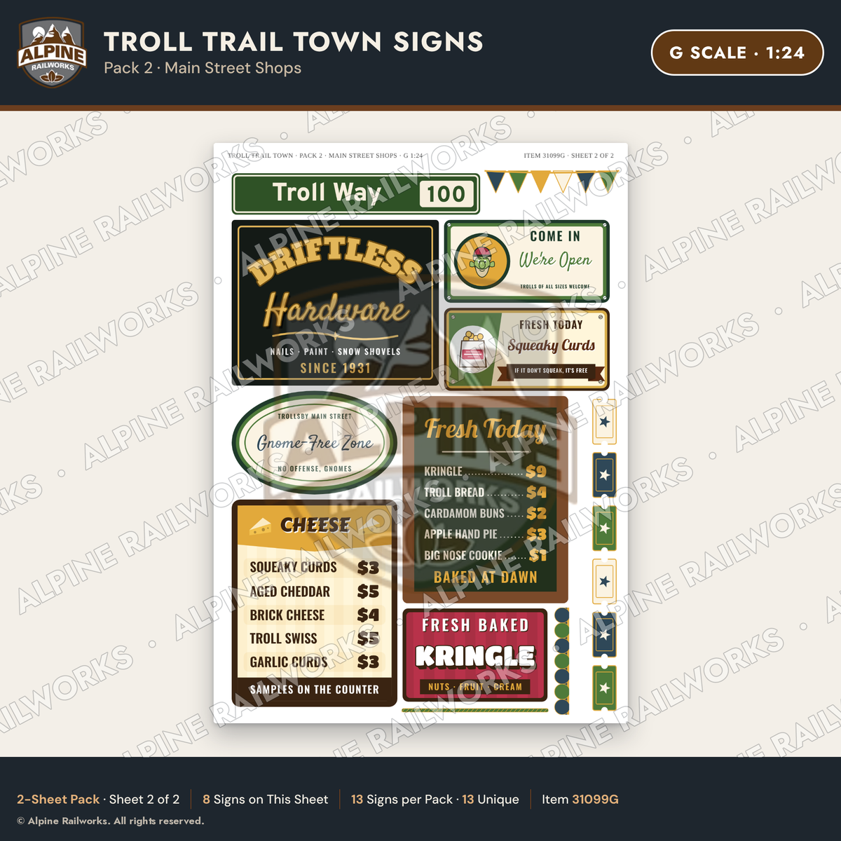 Alpine Railworks 31099G G Scale Roadside Attraction Signs - Troll Town