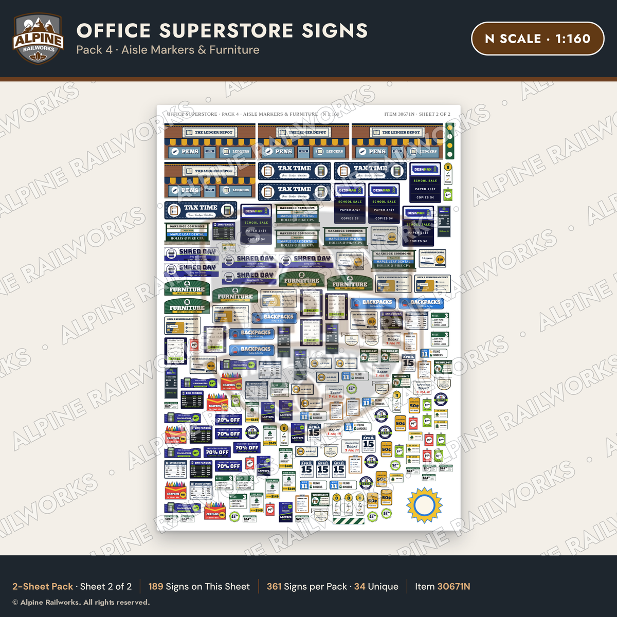 Alpine Railworks 30671N N Scale Office Superstore Signs