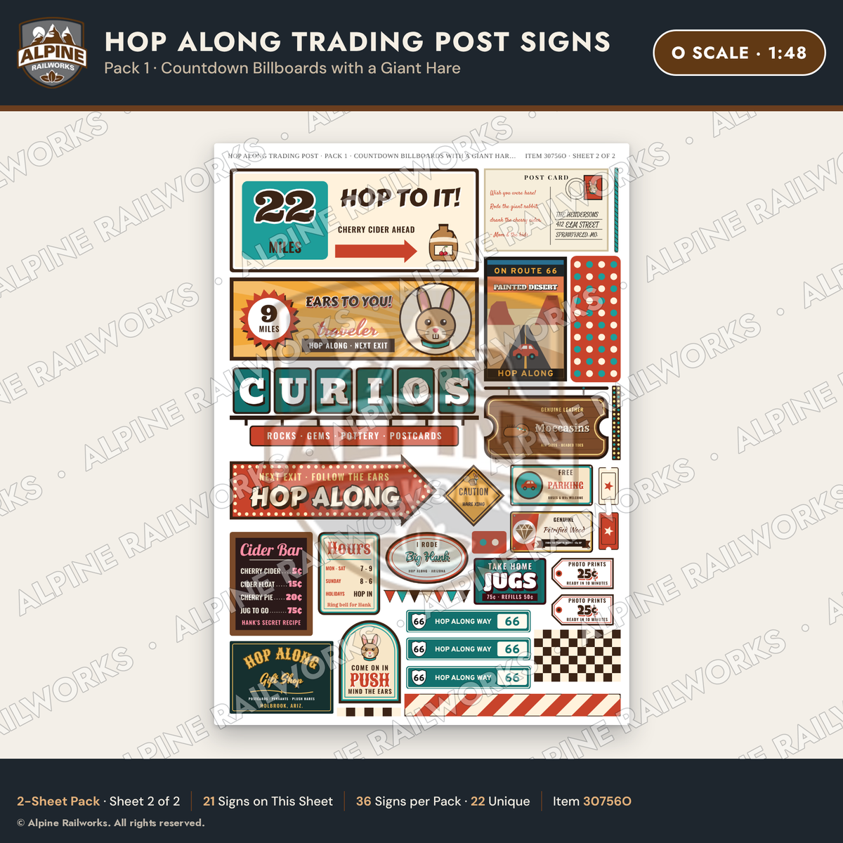 Alpine Railworks 30756O O Scale Roadside Signs - Trading Post