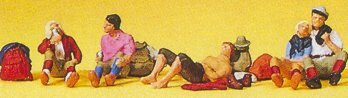 Preiser 10442 HO Scale Recreation & Sports -- Hikers Resting pkg(6)