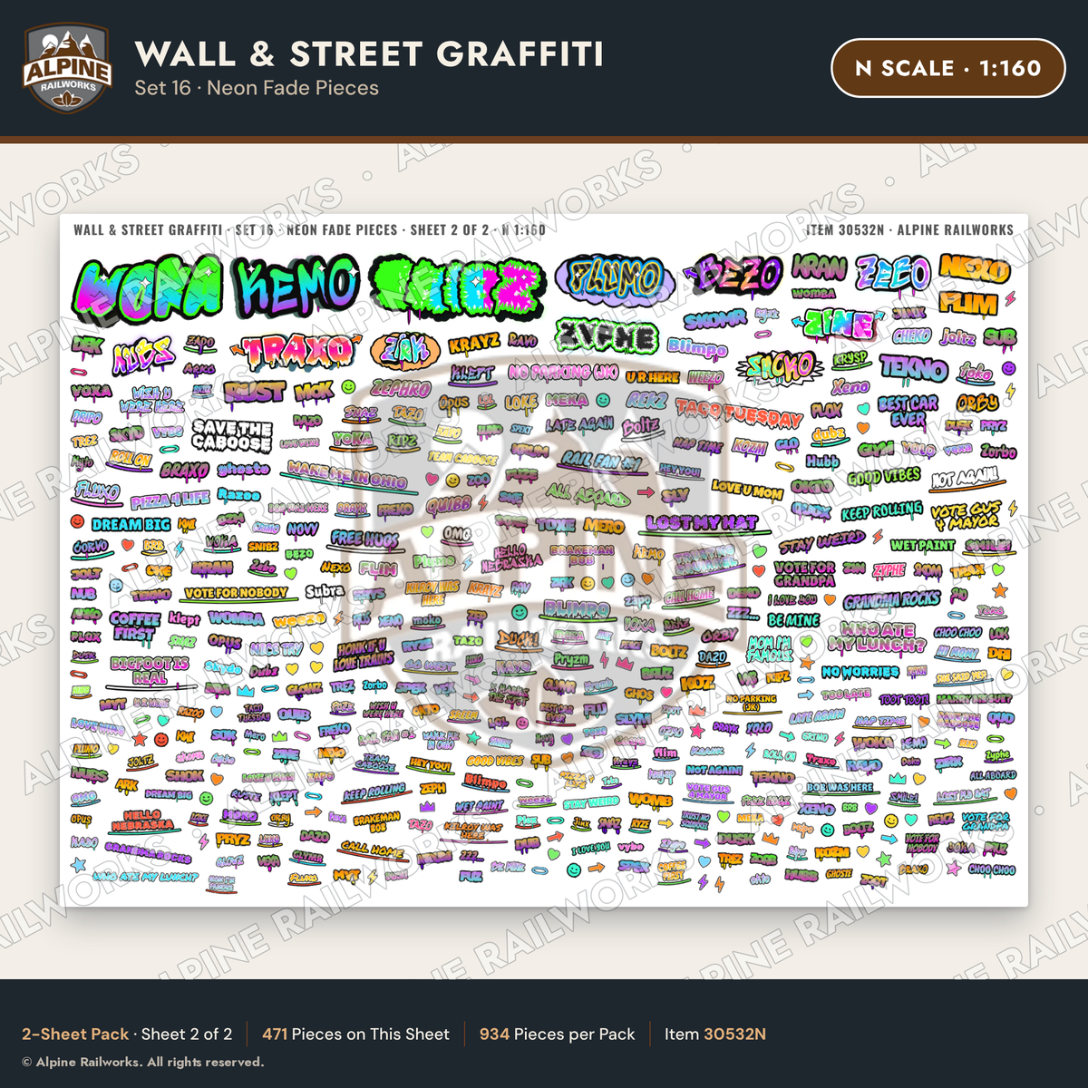 Alpine Railworks 30532N N Scale Wall & Street Graffiti Cut-Outs