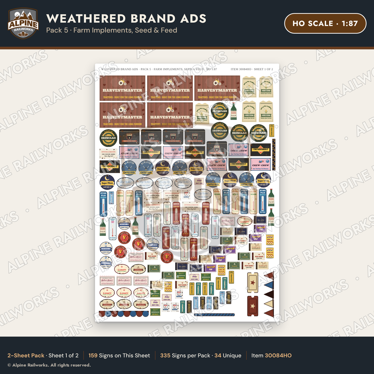 Alpine Railworks 30084HO HO Scale Weathered Brand Ads