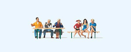 Preiser 10783 HO Scale Wine Festival Goers with Picnic Table -- Set 2 pkg(6)