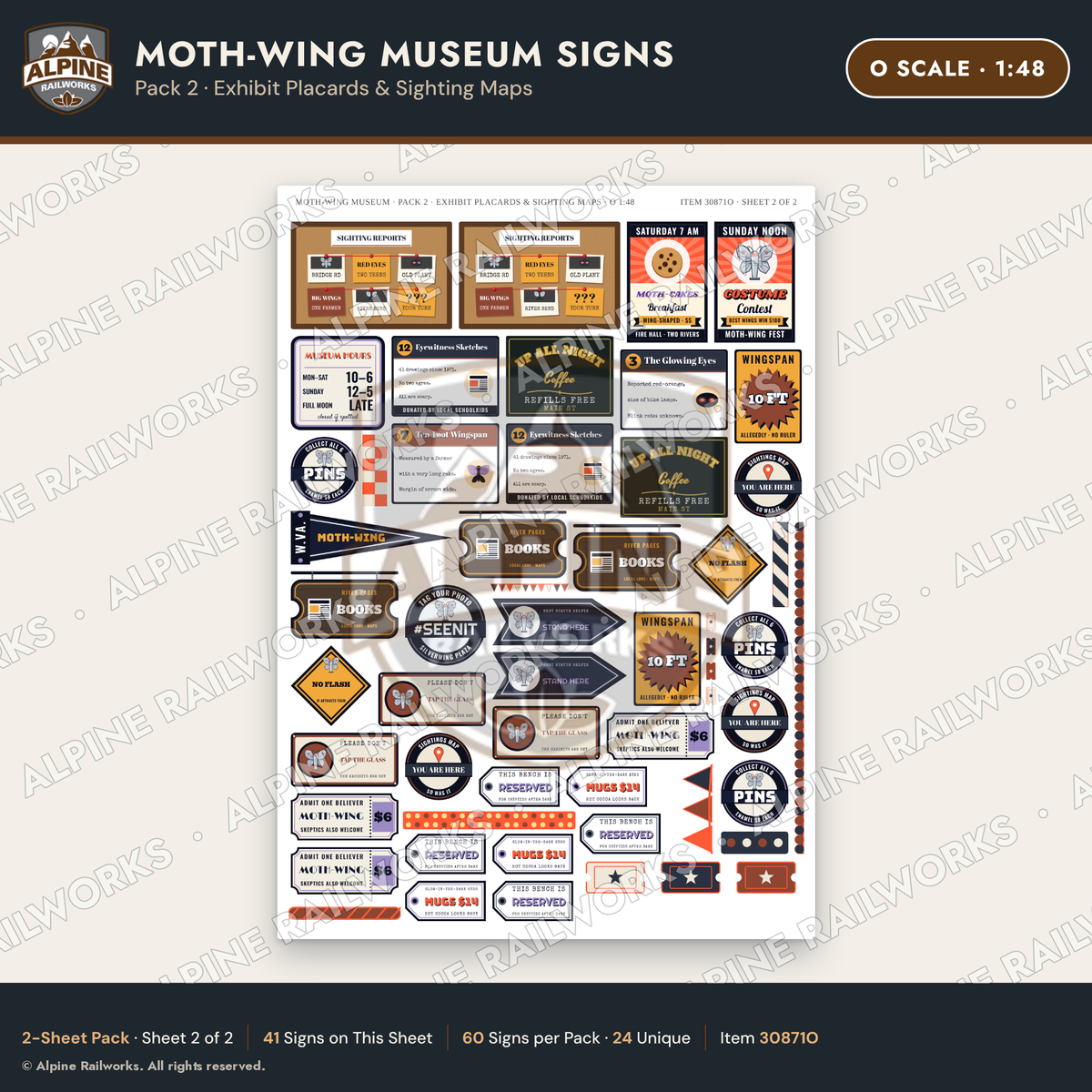 Alpine Railworks 30871O O Scale Roadside Signs - Mothman Museum