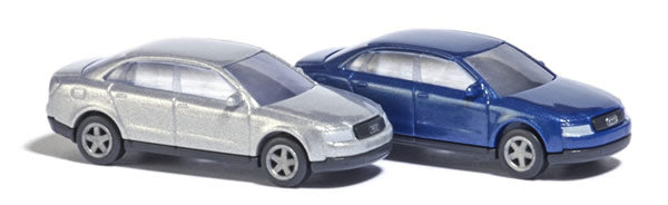 Busch 8340 N Scale Audi A4 Sedan 2-Pack - Assembled -- 1 Each: Silver & Blue