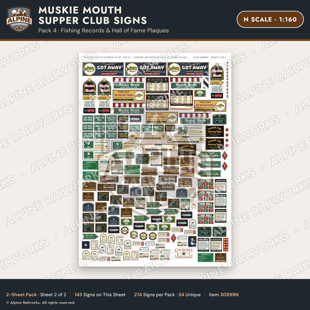 Alpine Railworks 30999N N Scale Roadside Attraction Signs - Giant Fish
