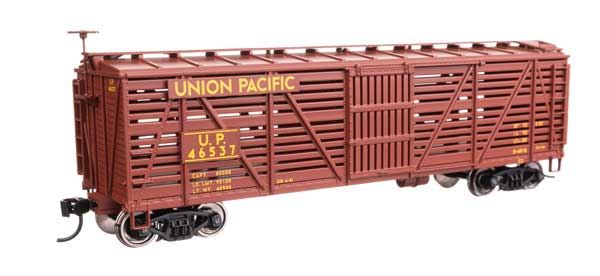 Walthers Mainline 910-41472 HO Scale 40' Wood Stock Car RTR UP #46537