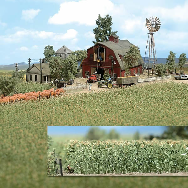 Busch 1202 HO Scale Corn Field -- Kit - 3-15/16 x 3-15/16" 10 x 10cm