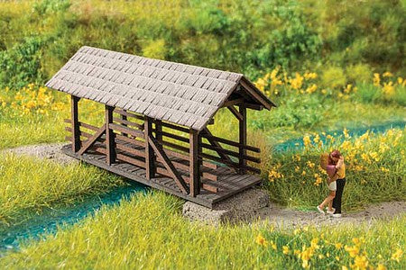 Noch 14372 HO Scale Covered Pedestrian Bridge - Laser-Cut Minis -- Laser-Cut Kit