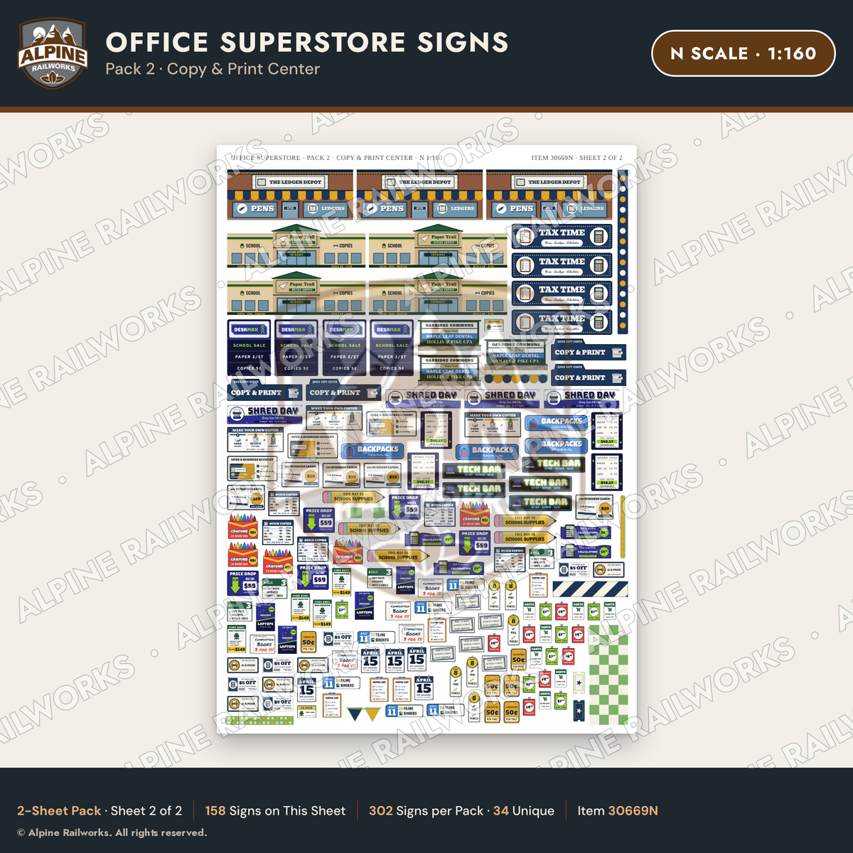 Alpine Railworks 30669N N Scale Office Superstore Signs - Copy