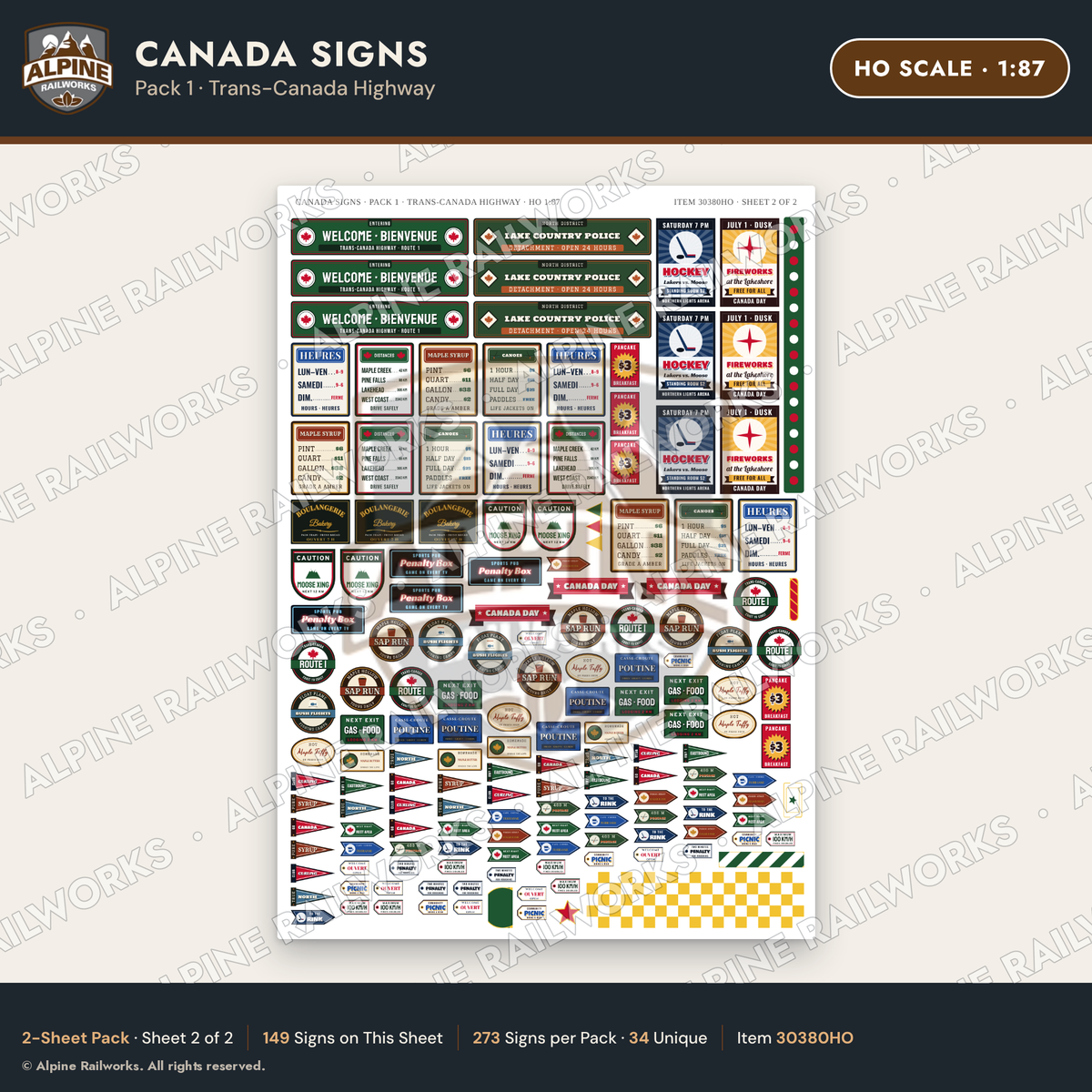 Alpine Railworks 30380HO HO Scale Canada Signs - Trans-Canada Highway
