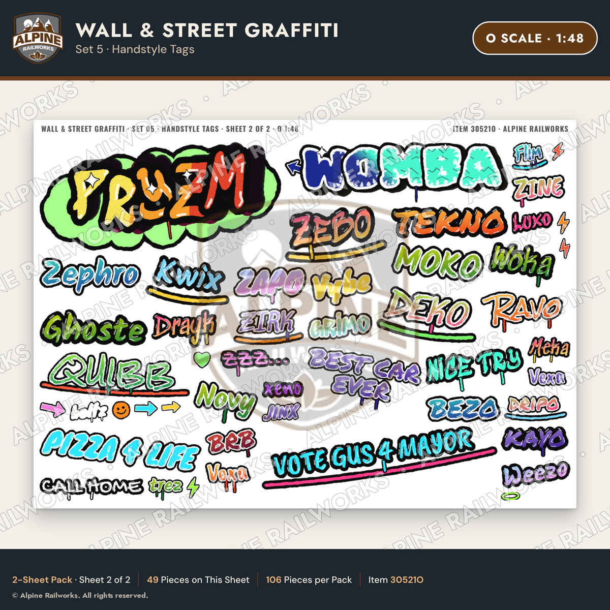 Alpine Railworks 30521O O Scale Wall & Street Graffiti Cut-Outs