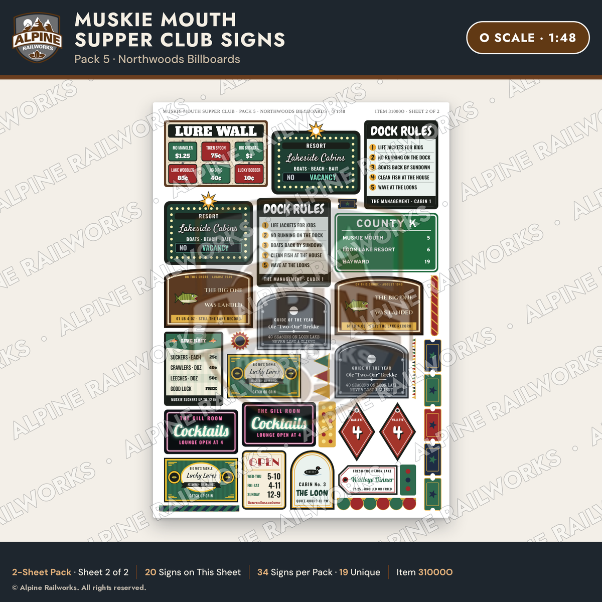 Alpine Railworks 31000O O Scale Roadside Attraction Signs - Giant Fish