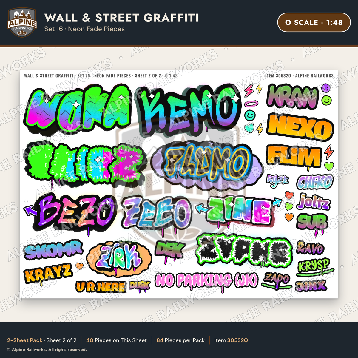 Alpine Railworks 30532O O Scale Wall & Street Graffiti Cut-Outs