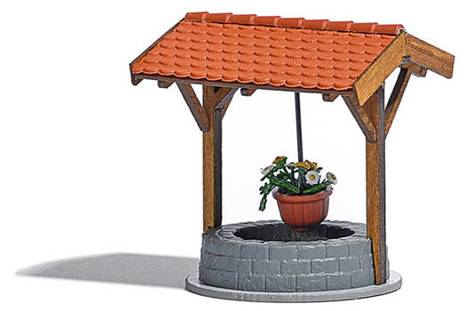 Busch 1524 HO Scale Covered Well w/Flowers -- Kit