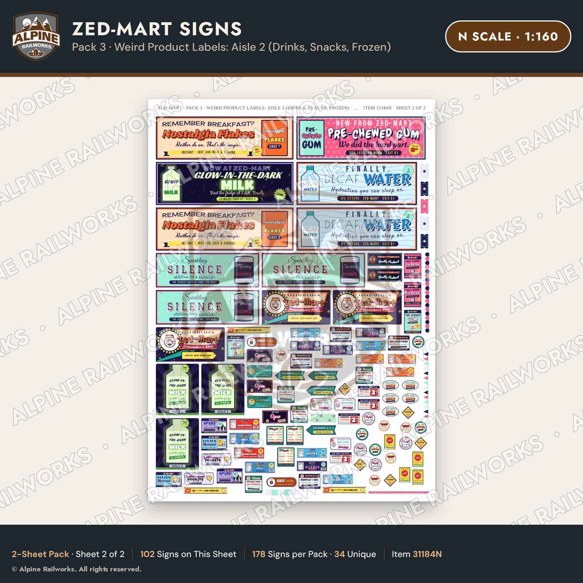 Alpine Railworks 31184N N Scale Grocery Store Signs - Funny Products