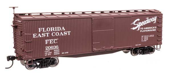 Walthers Mainline 910-40181 HO Scale 40' Wood Boxcar RTR FEC #20636