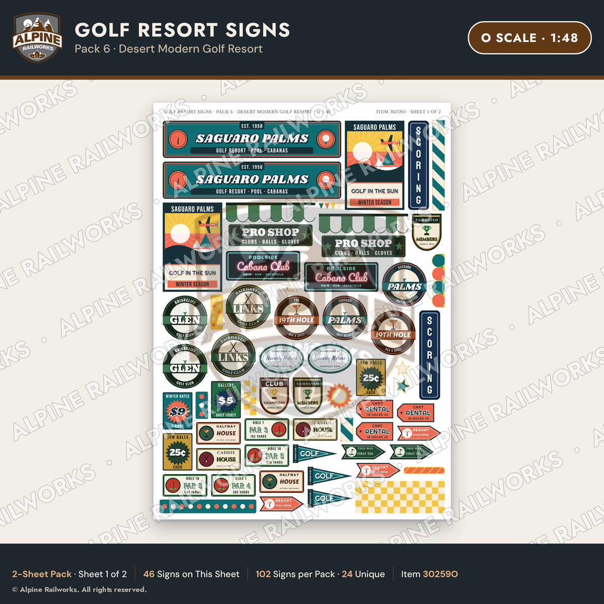 Alpine Railworks 30259O O Scale Golf Resort Signs