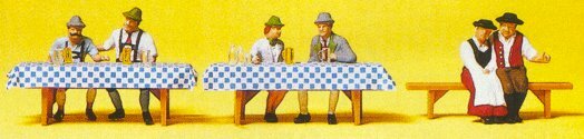 Preiser 10449 HO Scale Oktoberfest Goers #2 Seated At Tables -- pkg(6)