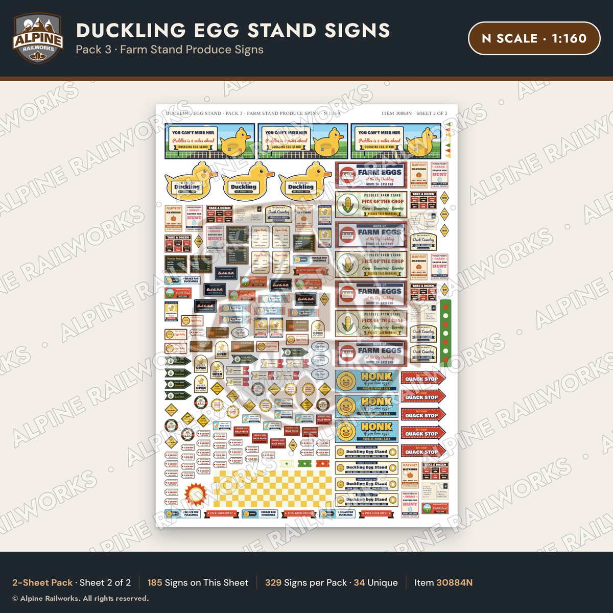 Alpine Railworks 30884N N Scale Roadside Signs - Giant Duck Farm Stand
