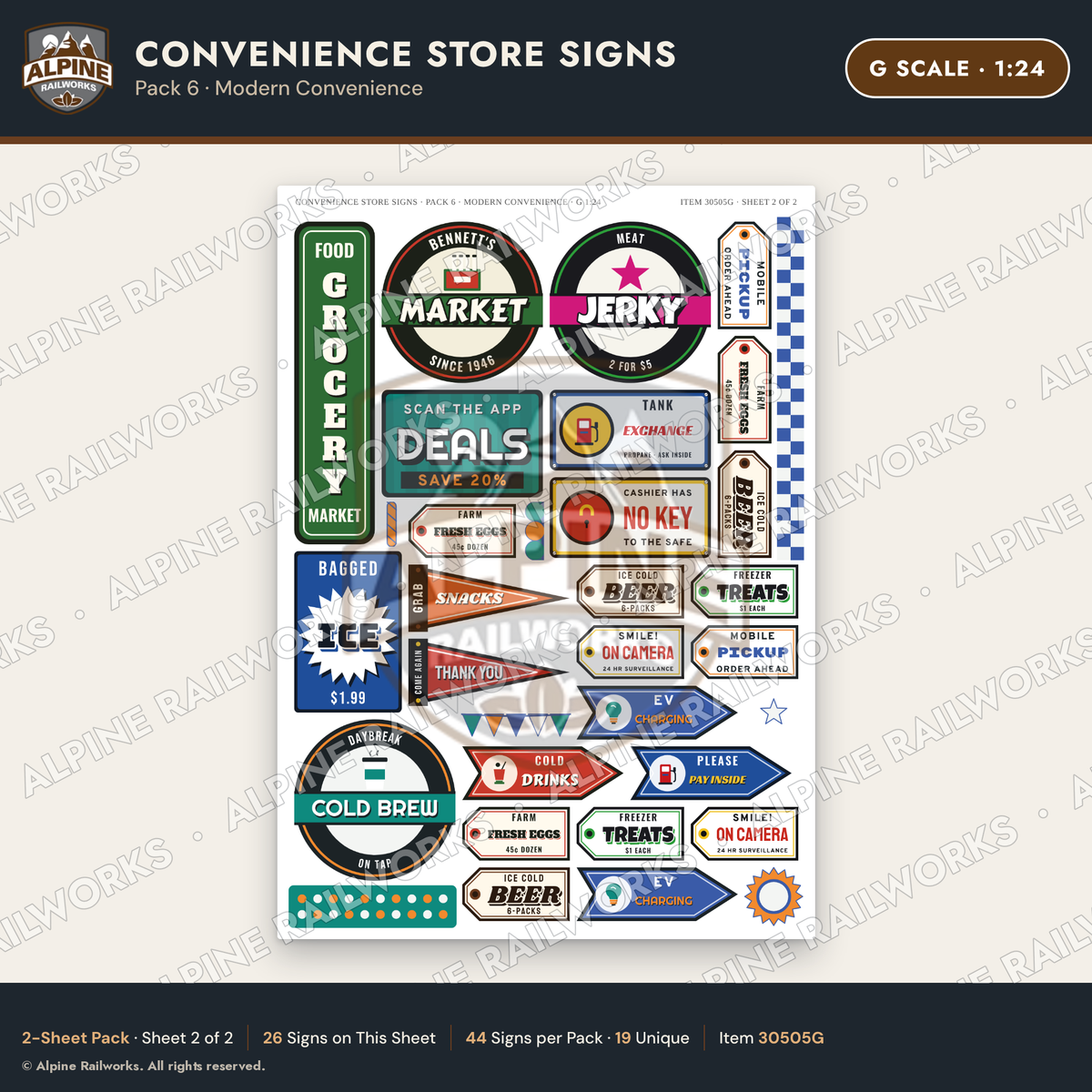 Alpine Railworks 30505G G Scale Convenience Store Signs