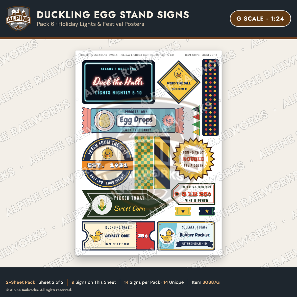 Alpine Railworks 30887G G Scale Roadside Signs - Giant Duck Farm Stand