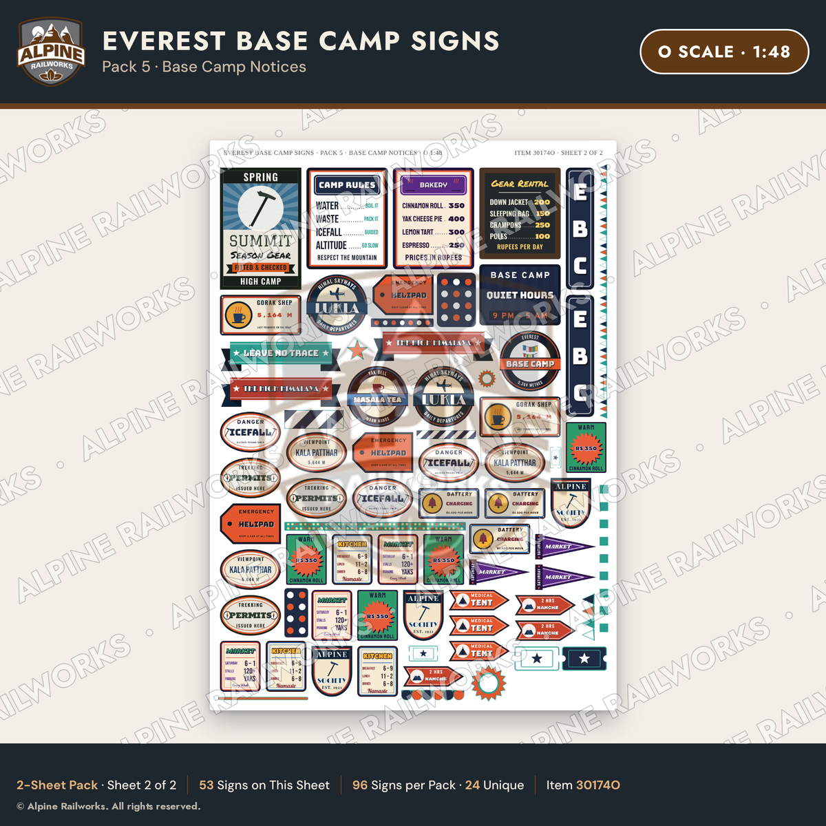 Alpine Railworks 30174O O Scale Everest Base Camp Signs