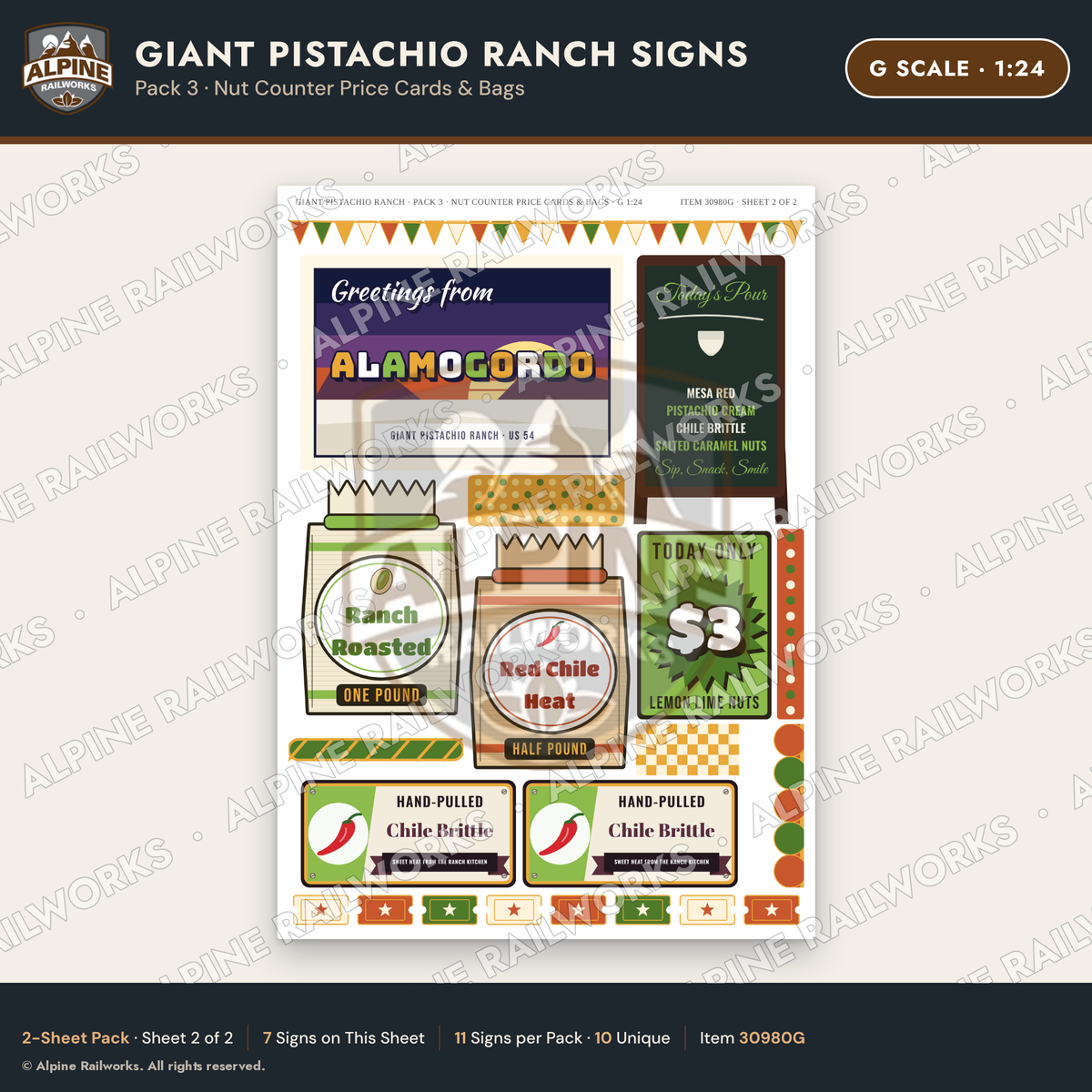 Alpine Railworks 30980G G Scale Roadside Signs - Giant Pistachio