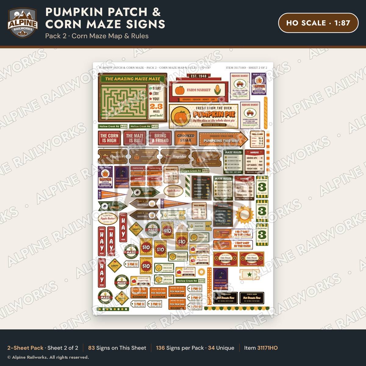 Alpine Railworks 31171HO HO Scale Farm Signs - Pumpkin Patch