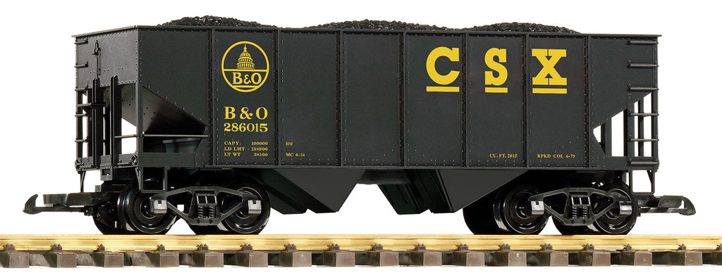 Piko 38973 G Scale CSX-B&O Rib-Side Hopper Coal Load